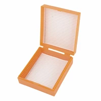 orange blue white plastic rectangular microscope glass slide box for 25 slides