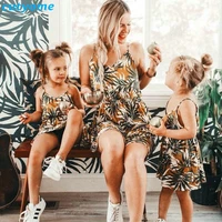 mother daughter family matching outfits sleeveless floral dress summer cotton girl women boho loose dresses sundress clothes