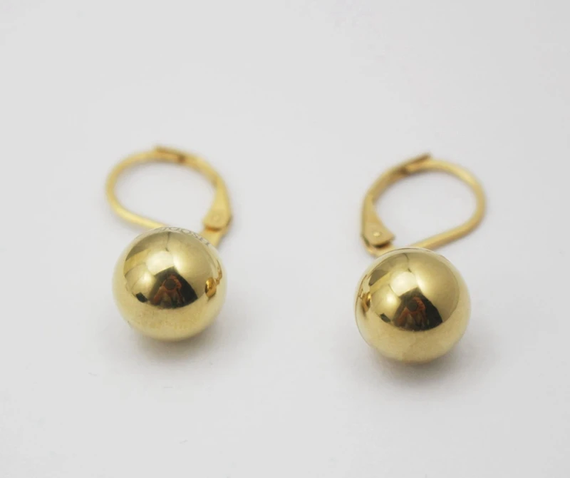 Серьги гвоздики из нержавеющей стали с золотыми бусинами|stainless steel stud earrings|fashion