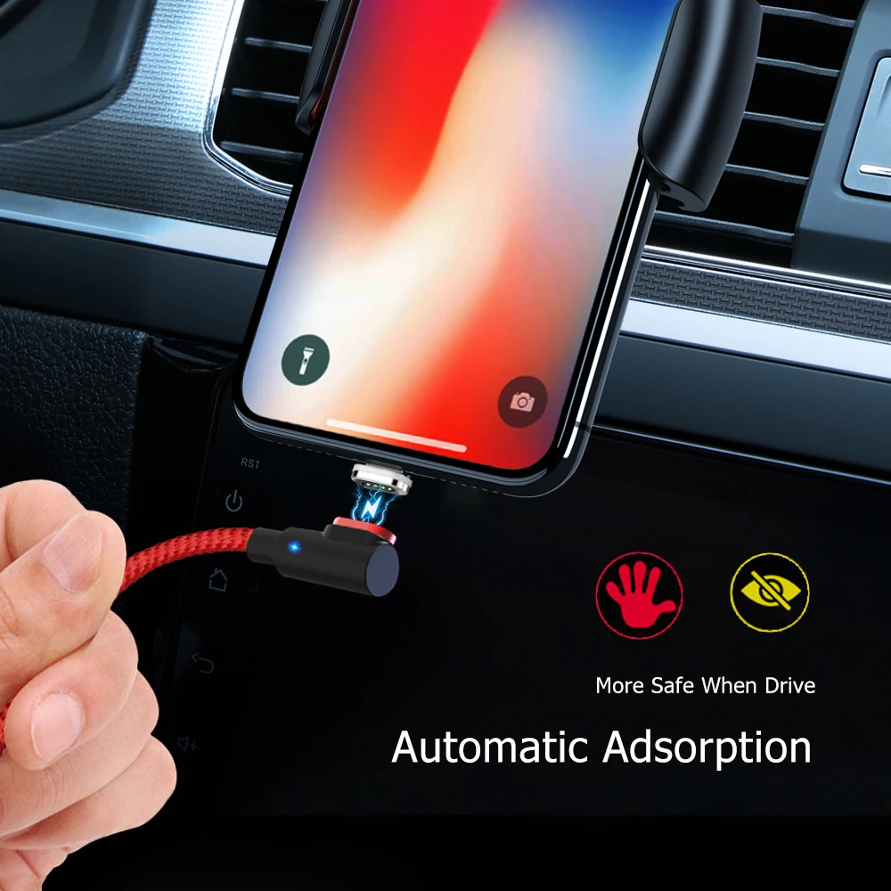 Магнитный кабель A.S 90 градусов USB C Micro Type быстрая зарядка магнитное зарядное