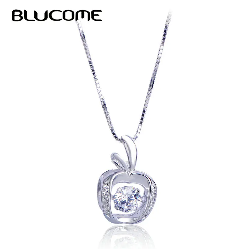 Женское колье с фианитами Blucome серебристое ожерелье в форме яблока кулон на