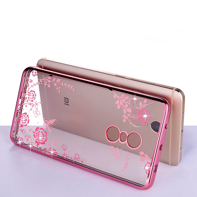 luxury Gold soft tpu phone back coque cover case for xiaomi redmi note 4 pro silicon silicone transparent diamond cases note4 |
