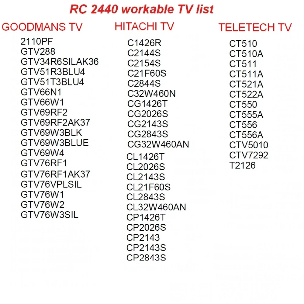 Пульт дистанционного управления для GOODMANS HITACHI TELETECH RC2240|Пульты ДУ| |