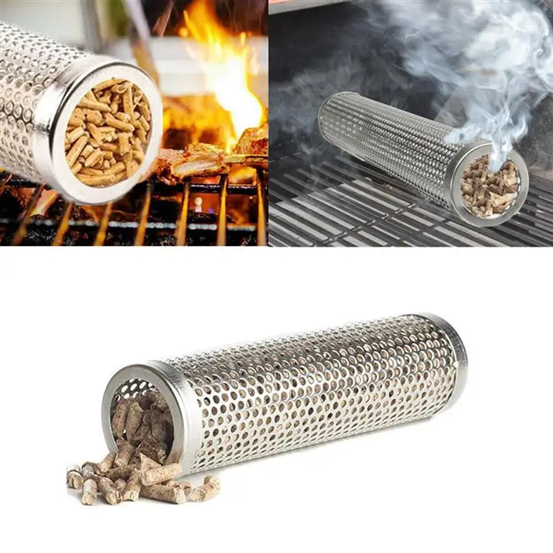 High Quality 6 In Pellet Smoker Tube Stainless Steel Grill Smoker Grill Perforated Mesh Smoker Filter Gadget Hot Cold Smoking