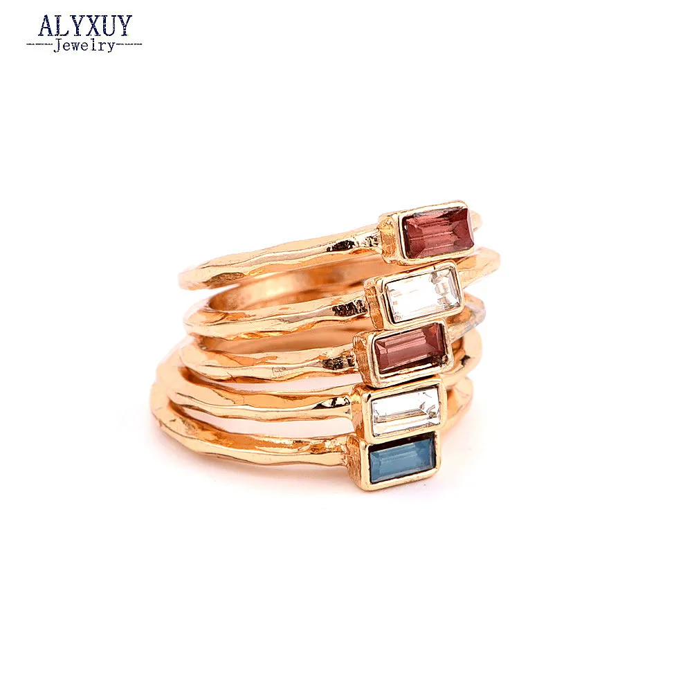 Модный набор колец с кристаллами разных цветов новый модный подарок для