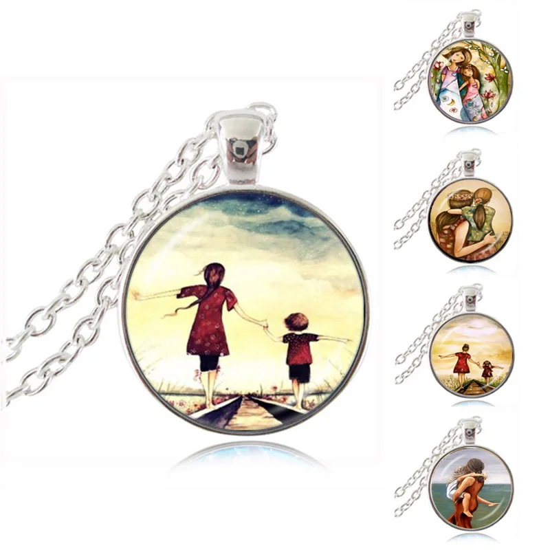 Мать и сын дочь ожерелье с фото семейный подарок навсегда любовь ювелирные