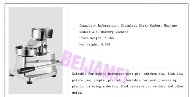 

BEIJAMEI New Manual Hamburger Press Machine Burger meat pie Pressing Patty Maker Commercial Hamburger Making Price