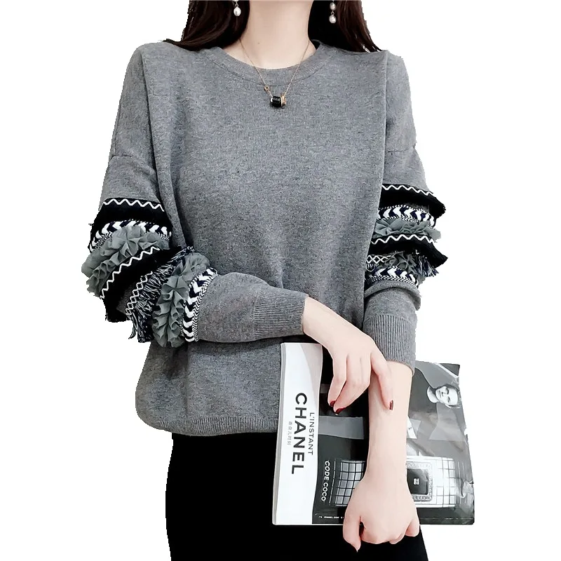Winter Cashmere Sweaters Women Tassel Jacquard Knitted Pullover and Sweater Casual Loose pullovers knitwear Warm Femme Jumper | Женская