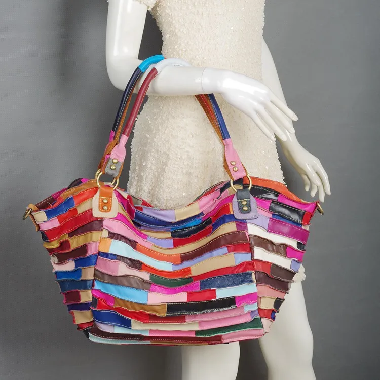Кожа овчины сумка национальной случайные тенденции разноцветные плиссированные