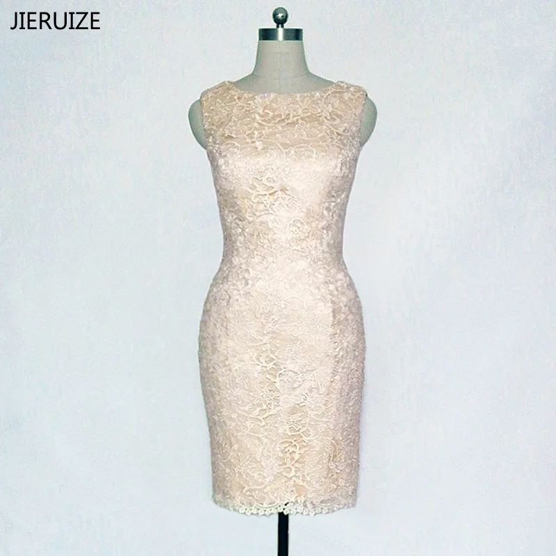 

Женское вечернее платье JIERUIZE, кружевные Короткие вечерние платья цвета шампанского до колена, для мамы невесты