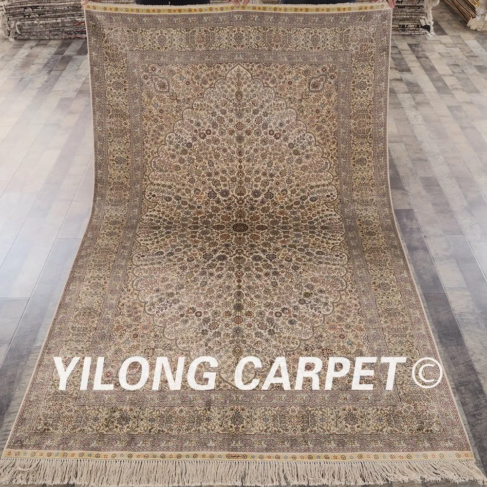 Yilong 5 'x 8' ручной работы персидские ковры цвета слоновой кости античный