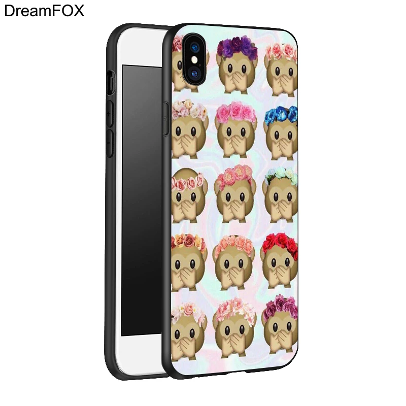 DREAMFOX L210 обезьяна смайлики Черный Мягкий ТПУ силиконовый чехол для Apple iPhone 11 Pro XR XS