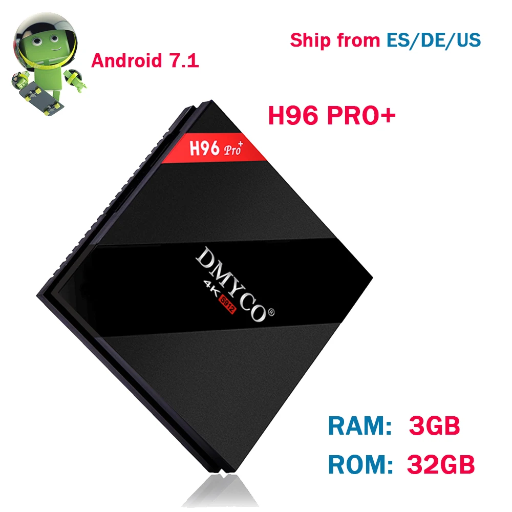 H96 Pro + Android 7 1 ТВ BOX Amlogic S912 3g/32G приставка на базе 2 4G/5 8G Wi Fi H.265 BT4.1 UHD 4 K 1000 M Media Player PRO