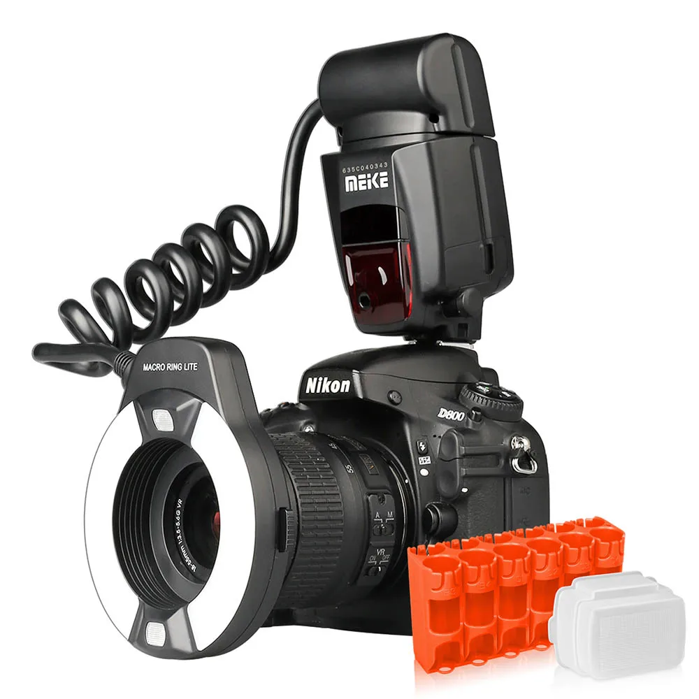 Светодиодный кольцевой светильник Meike MK 14EXT i TTL для Nikon D5600 D5200 D5100 D5000 D3200 D3100 D90 D750