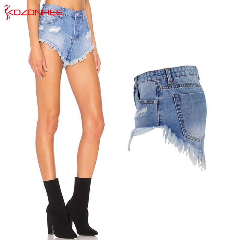 Летние женские джинсовые шорты Свободные повседневные тонкие с дырками и