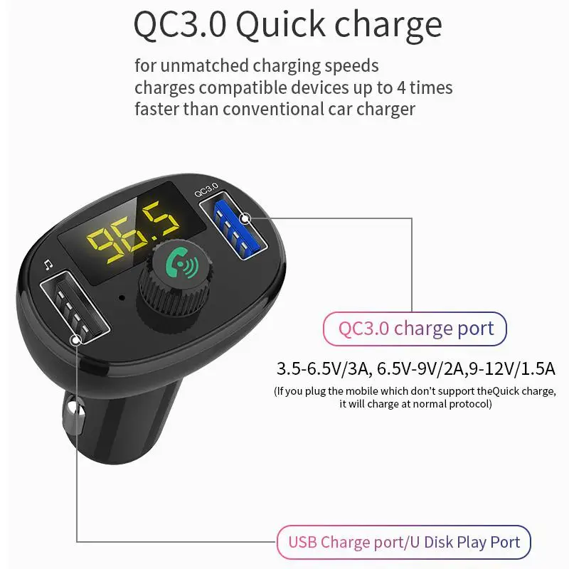 Group Vertical 3-Порты Тип usb-c Быстрая зарядка автомобиля зарядное устройство для Зарядное устройство адаптер светодиодный вольтметр/Авто Bluetooth FM радио передатчик r19