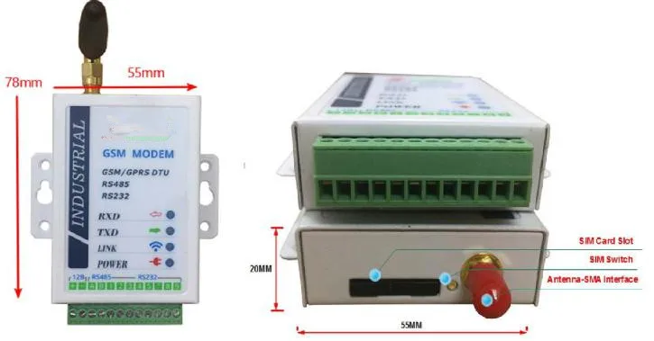 GPRS Интернет двойной последовательной связи порты RS-232/RS-485 DTU для передачи данных TCP/UDP модема
