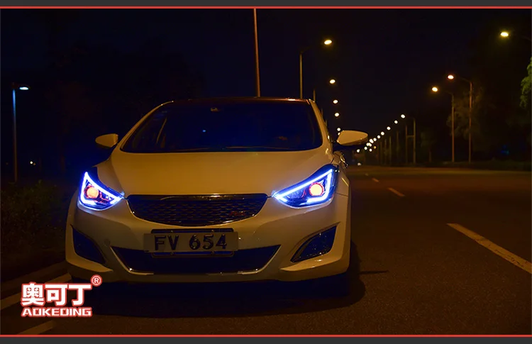 AKD Тюнинг автомобилей Фара для hyundai Elantra 2012- фары светодио дный DRL ходовые огни би-ксенон луч Противотуманные фары ангельские глазки