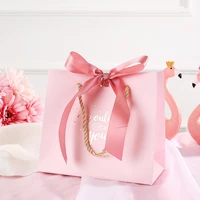 10pcs new originality pink high quality paper candy box tote bag packaging wedding favors birthday party supplie