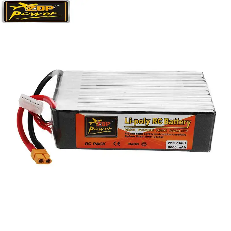 ZOP питания 22 2 V 8000 мА/ч 60C 6 S Перезаряжаемые Lipo Батарея с XT60 разъем для модели