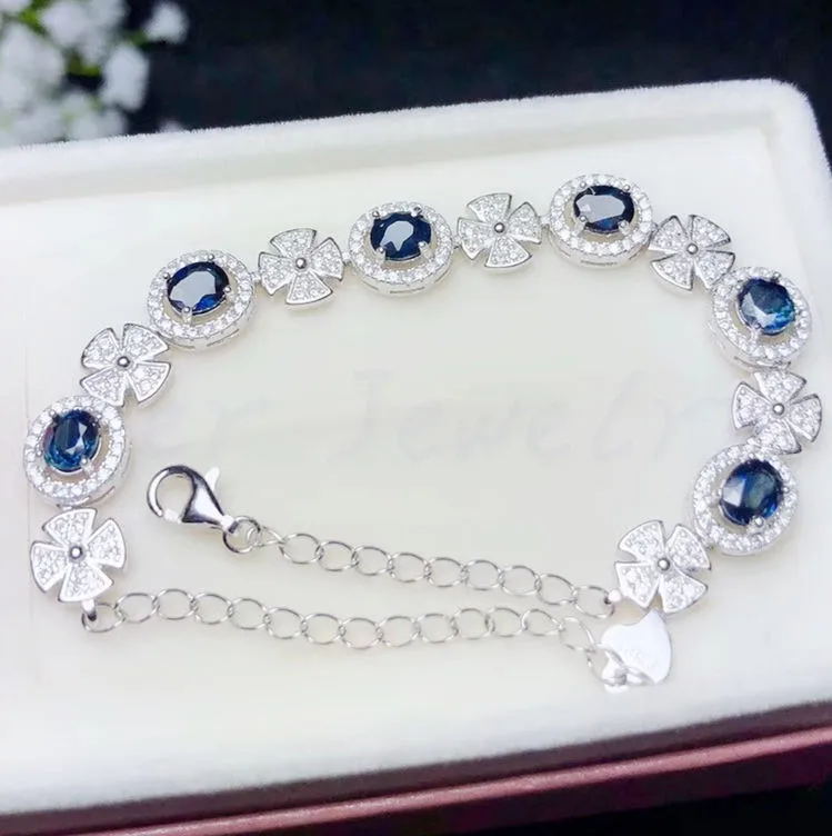 Браслет цепочка с сапфировым камнем 925 карат * 6 шт.|sapphire natural|sapphire densityshipping time |