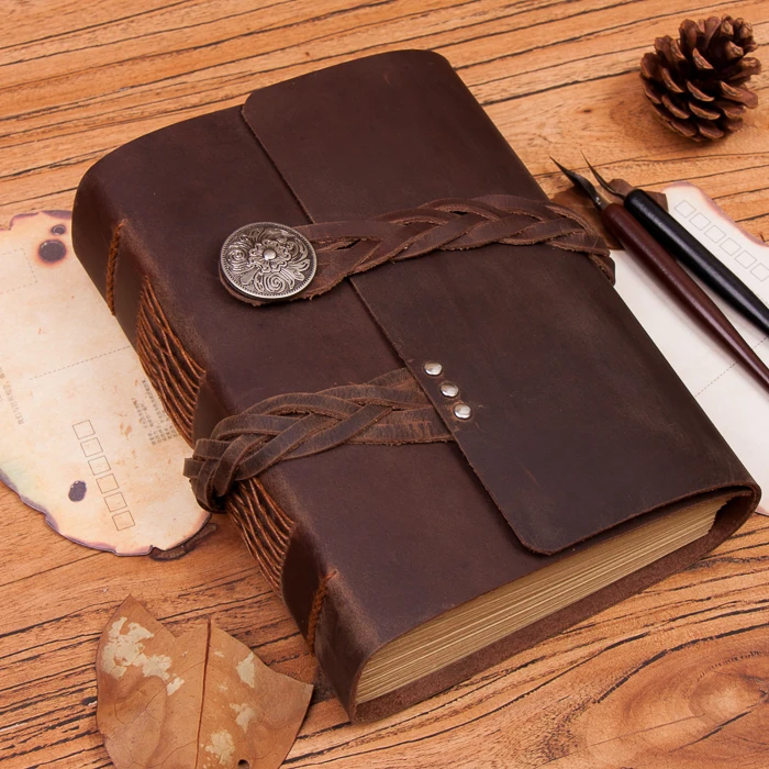 Handmade Leather Diary, Creative Notebook, Retro Chinese Style Stationery