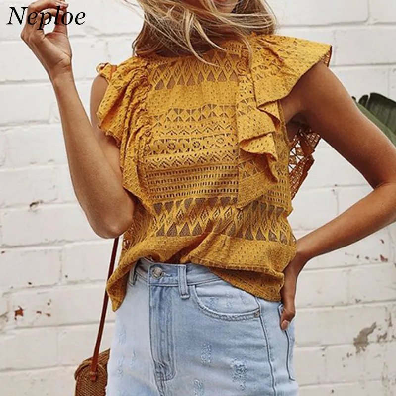 Новое поступление летняя модная кружевная женская блузка Neploe 2021 корейские