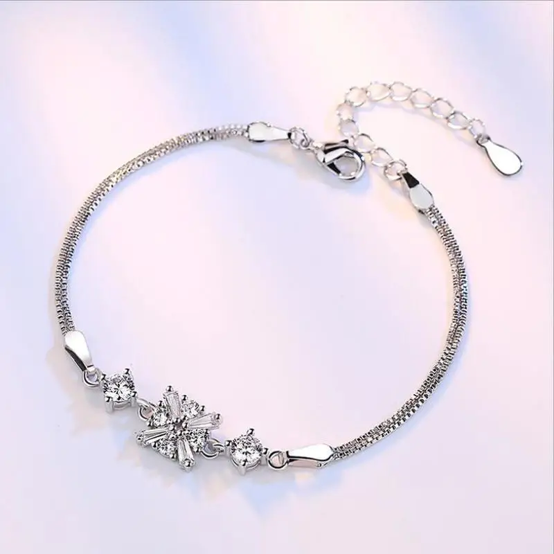 Everoyal Trendy Silver 925 Women Bracelets Jewelry New Fashion Crystal Snowflake Bracelet For Girls Accessories Lady Festival | Украшения и