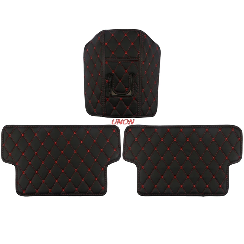 Black red line 3pcs Кожаное сиденье автомобиля anti-kick коврик подлокотник анти-kick коврик для toyota rav4 2013 аксессуары - Название цвета: Black red line 3pcs