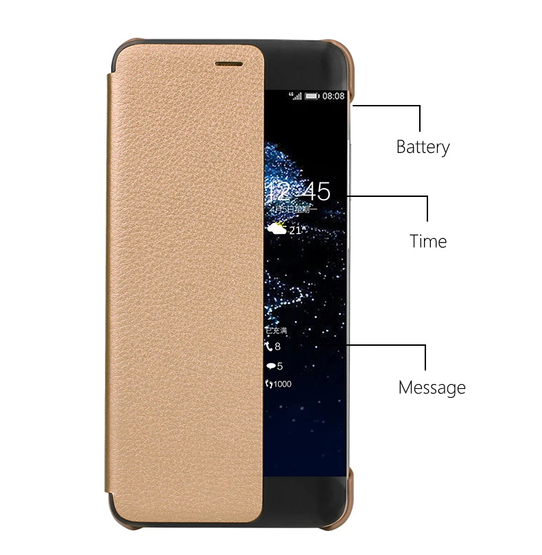 Чехол для Huawei P10 Plus чехол роскошный кожаный жесткий пластиковый смарт-вид Окно флип чехол для телефона для Huawei P10 Plus защитный чехол