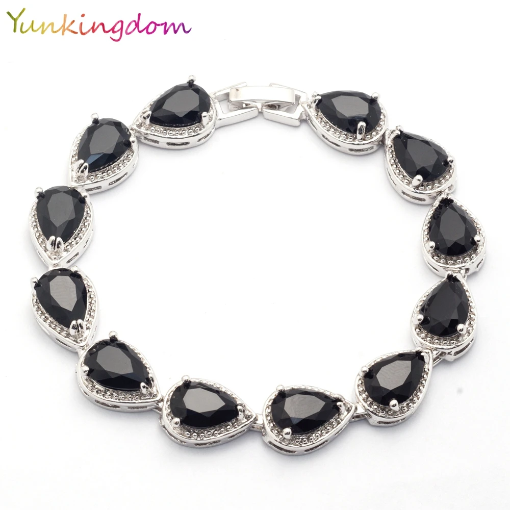 Женский браслет с инкрустацией Yunkingdom из белого золота цирконом в форме капли