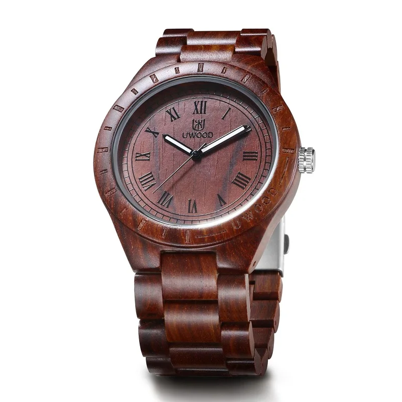 red sandal wood Деревянные часы UWOOD Sandal, деревянные модные мужские часы для студентов, ретро браслет, деревянный браслет, наручные часы для мужчин, Relogio Masculino - Цвет: red sandal wood