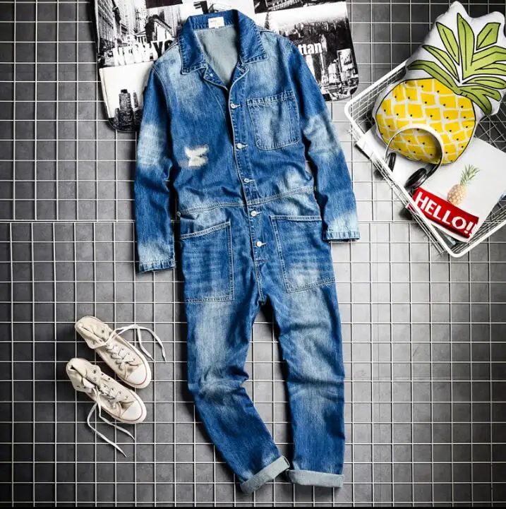 2020 new European American hip hop men s casual tooling denim jumpsuit streets tide men s loose fashion jumpsuits