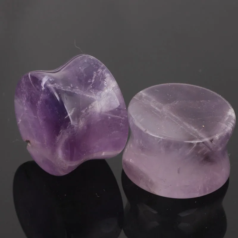 Туннели для ушей из натурального фиолетового полудрагоценного камня пробки