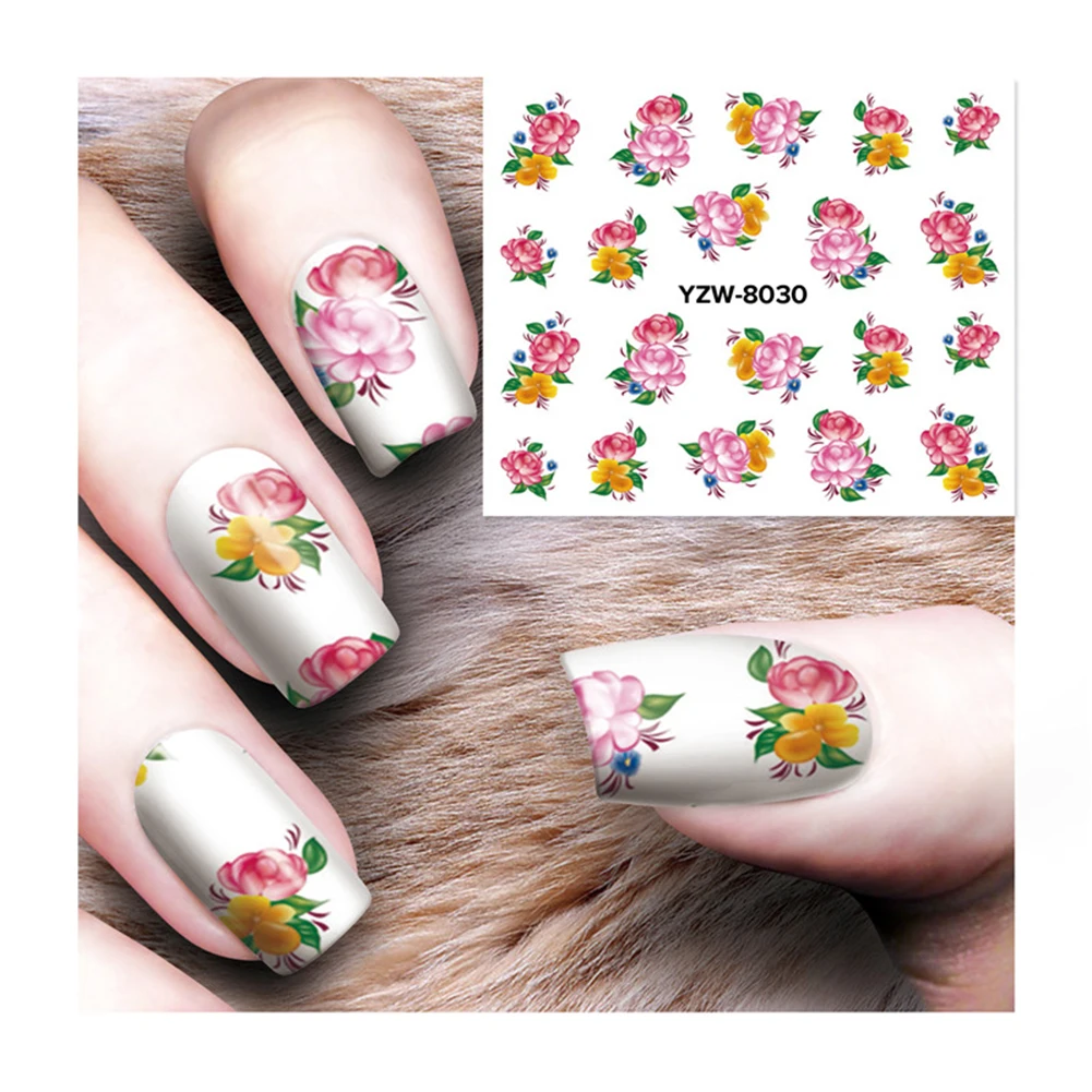 1 лист Мода цветок Роза полное покрытие наклейка водостойкие Женщины Nail Art