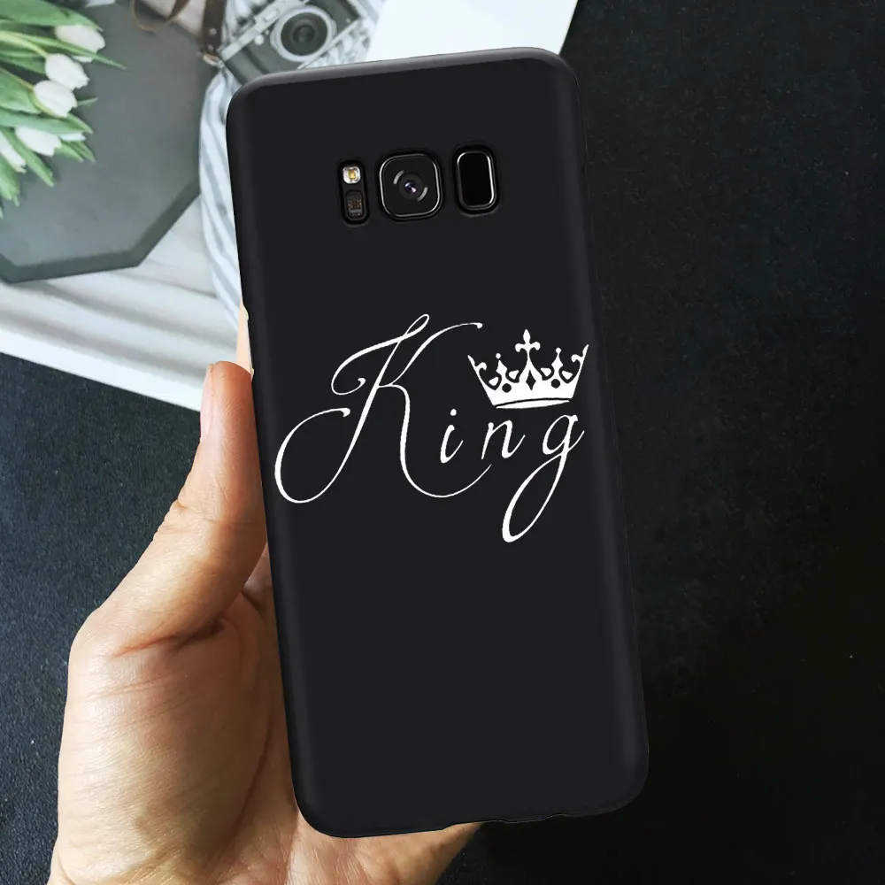 TPU A8004 Чехол для телефона с цитатами Король Королева 01 красный черный чехол для телефона samsung S10 E S9 S8 Plus S7 edge A6 A9 A7 Мягкий силиконовый чехол из ТПУ - Цвет: TPU A8004