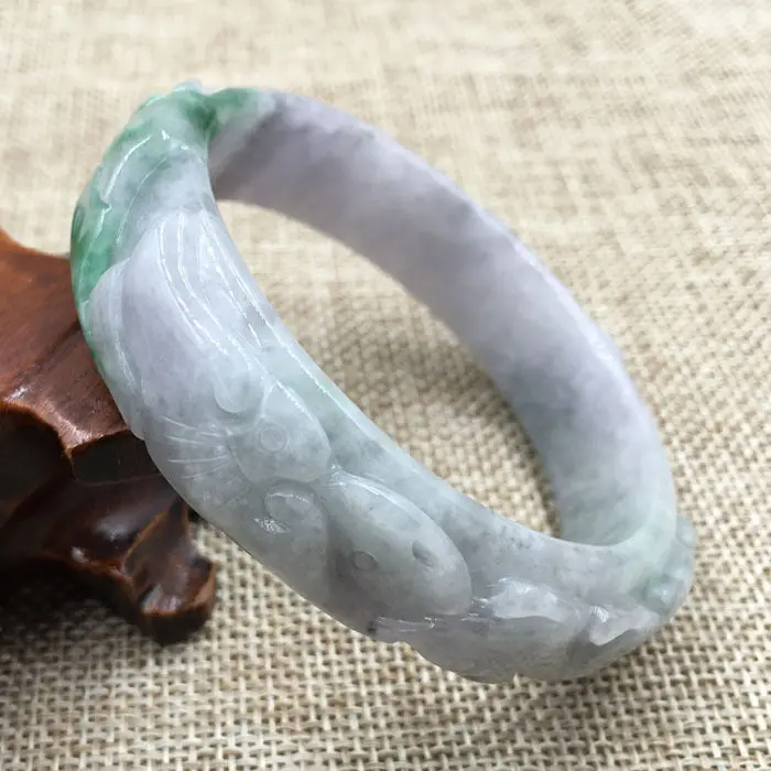 Wyan 57 мм винтажный Китайский резной белый зеленый k браслет 1151 | Украшения и