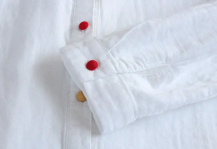 Женская Повседневная блузка из хлопка и льна на пуговицах с длинным рукавом