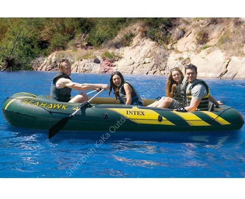 Intex seahawk 4 человека 351x145x48 см ПВХ надувная лодка ПВХ спортивная рыбацкая лодка 68351 алюминиевый весло насос лодка плот A06007