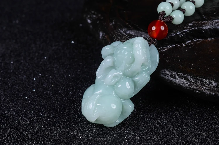 Кулон из натурального бирманского камня резное ожерелье Pokemon Pixou мужское и