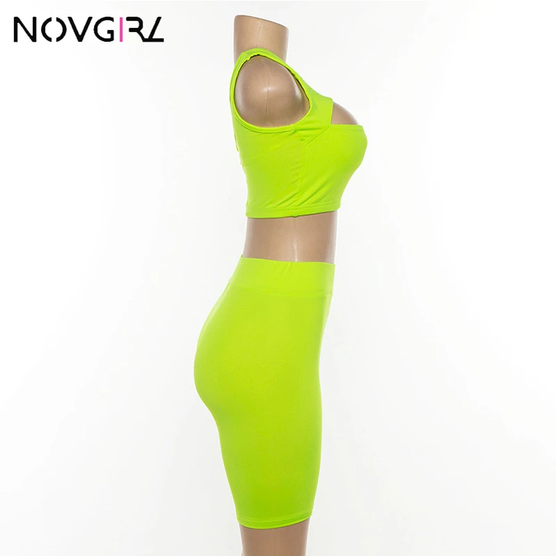 Женский неоново Зеленый Спортивный костюм Novgirl из двух предметов лето 2019