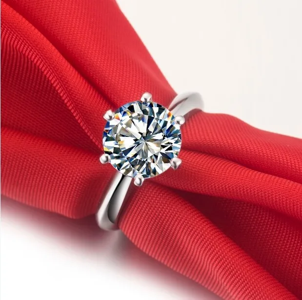 2Ct Geniune NSCD Excellent Diamond Engagement Rings for Women Sterling Silver Platinum Plated Setting Wedding Jewelry | Украшения и
