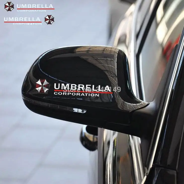 Aliauto 2 x Umbrella Corporation Reflective Car Rearview Mirrow Sticker And Decal For Vw Golf Polo Audi Bmw Ford Focus Opel Kia |