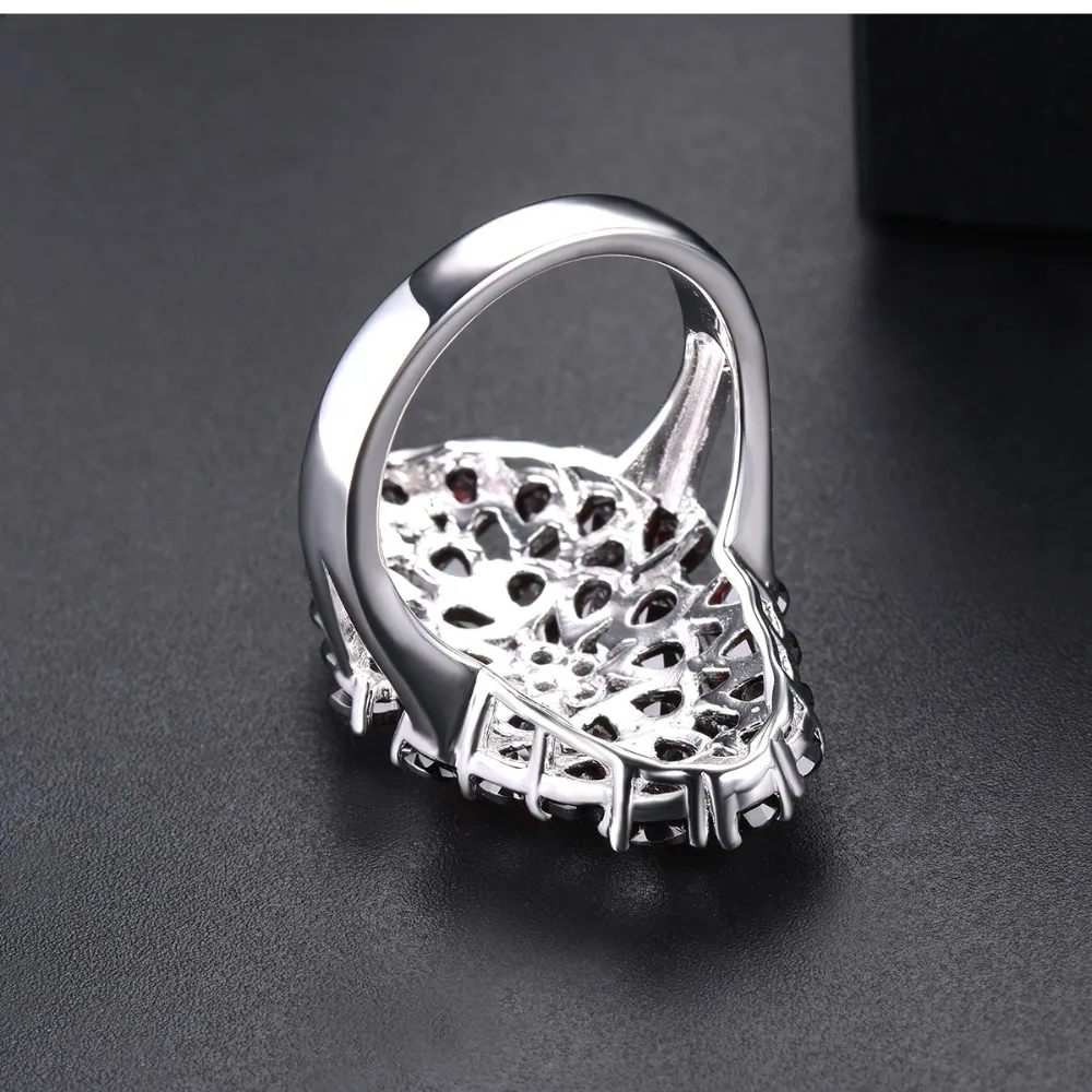 Hutang 6.6ct гранат Женское Обручальное кольцо натуральный красный драгоценный камень твердый 925 пробы Серебряный цветок кольца изящные элегантные ювелирные изделия подарок