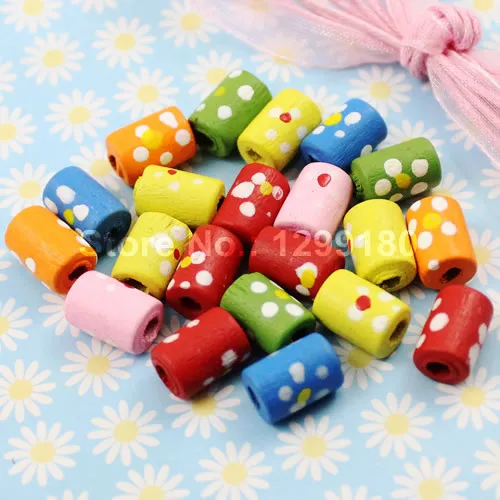 200 шт./лот оптовая продажа цветные бессвинцовые цилиндрические деревянные бусины