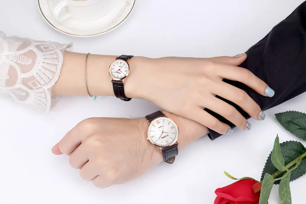 2 шт. роскошные часы пара кварцевые наручные для мужчин и женщин влюбленные