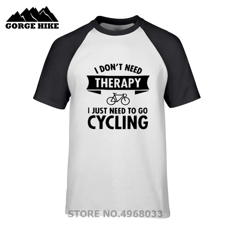 Мужская футболка с коротким рукавом и надписью I Dont Need Therapy Just to Go Cycling|Мужские