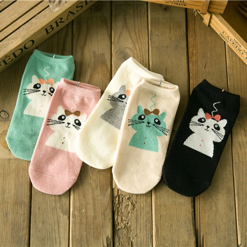 Высококачественные женские тапочки в полоску с рисунком кота хлопковые носки до