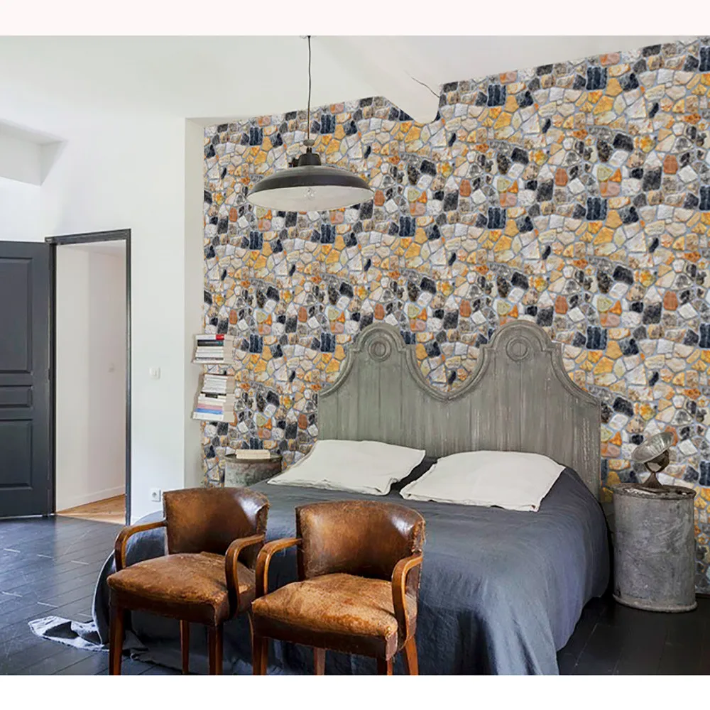 Винтажная 3D кирпичная настенная бумага с рисунком кирпича и камня наклейка