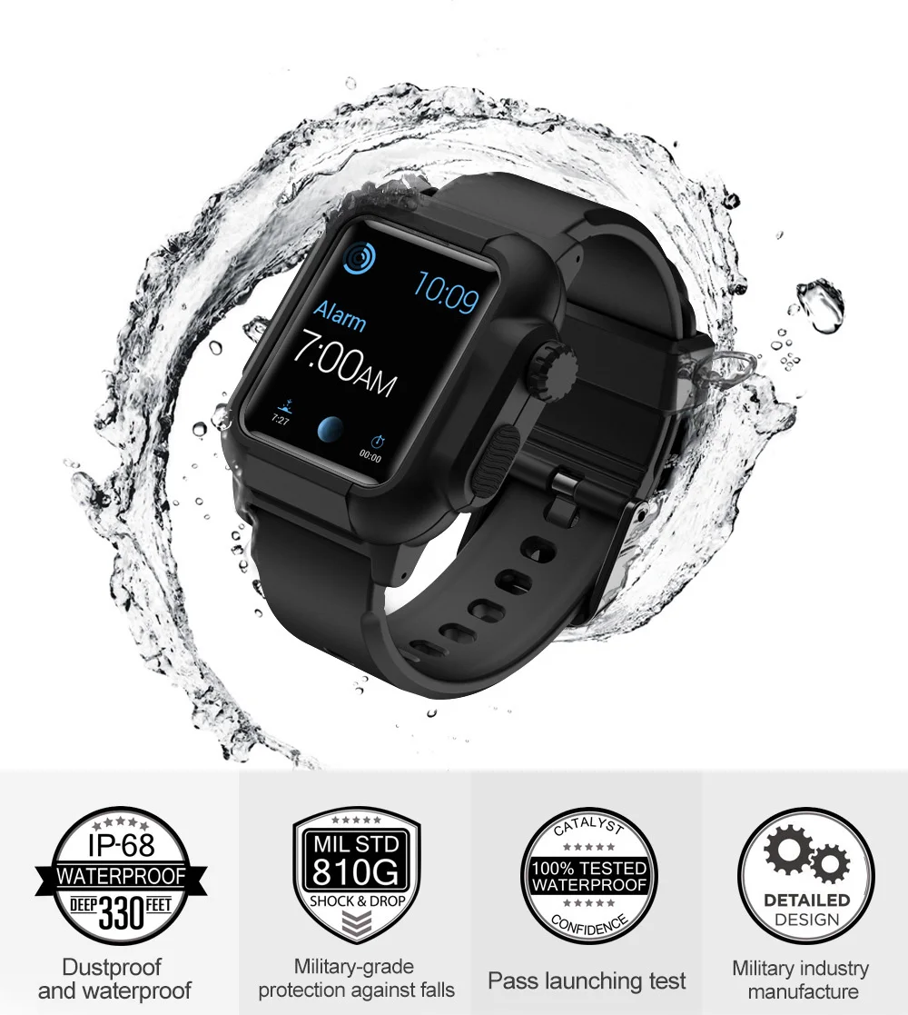 Laforuta водонепроницаемый чехол для Apple Watch 4 с силиконовым ремешком 44 мм 40 мм iWatch ремешок ударопрочный бампер крышка спортивный ремешок полосы